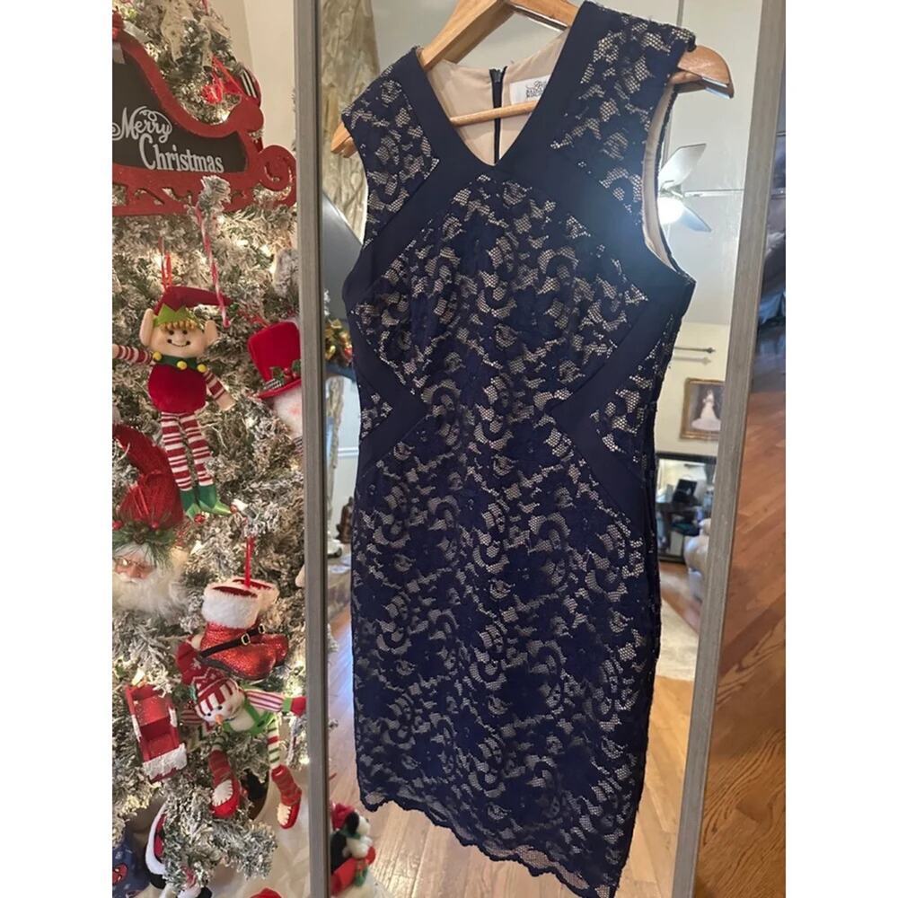 Women's Belle Badgley Mischka Lace Dress, Size Small Blue - Picture 2 of 7
